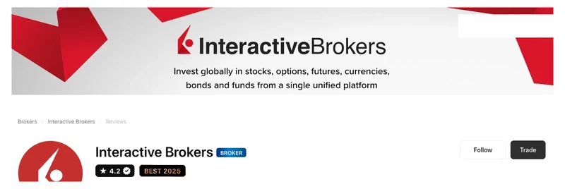 TradingView profile for Interactive Brokers showing 4.2 out of 5 from 38,904 ratings, captured September 2026